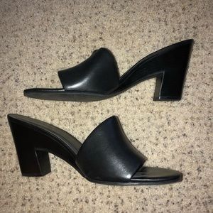 Black Heeled Mules